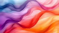 Abstract flowing waves in vibrant gradient colors from purple to orange creating dynamic motion background for modern design projects.