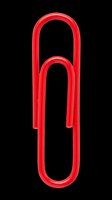 Bright red paper clip isolated on transparent background, ready for clipart, stickers, print-on-demand designs, t-shirt graphics, and sublimation projects.