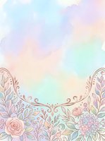 Soft watercolor floral background with pastel roses, leaves, and ornate swirls, perfect for wedding invitations, greeting cards, and romantic designs.