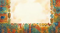 Ethnic tribal frame with colorful geometric patterns and traditional motifs creating decorative border on textured background for cultural designs.