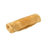 Rolled crepe or thin pancake with golden-brown texture isolated on white background, ready for food and culinary design projects.