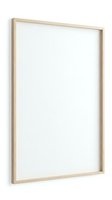 Empty wooden picture frame with natural wood border isolated on white background for artwork display and home decor projects.