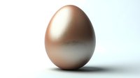 Golden metallic egg with smooth gradient finish on white background for luxury branding, Easter designs, and premium product concepts.