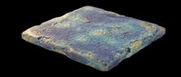 Aged cracked stone tile with blue and teal weathered texture, isolated on transparent background. Great for clipart, stickers, t-shirt design, and print on demand projects.