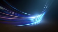 Glowing blue and purple light trails create dynamic motion effect against dark background, abstract flowing energy streams with luminous curved lines.