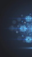 Futuristic AI brain network with glowing blue icons and circuit connections on dark tech background for digital innovation concepts.