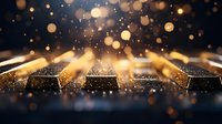 Piano keys in dramatic lighting with golden bokeh effect and glowing particles creating magical atmosphere for musical performance backgrounds and events.