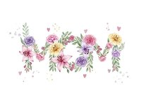Watercolor floral garland with purple and pink roses, leaves and hearts on white background for wedding invitations and romantic designs.