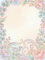 Soft pastel watercolor floral border frame with pink peonies, berries, and leaves, perfect for wedding invitations and greeting cards.
