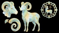 Watercolor Chinese zodiac goat set isolated on transparent background, ready for stickers, T-shirt design, sublimation, print on demand, and clipart use.