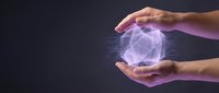 Hands holding glowing digital globe with network connections, representing global technology, innovation, and worldwide digital communication for business concepts.