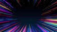 Colorful light speed tunnel with radial motion blur streaks radiating from center creating dynamic energy burst effect for futuristic technology backgrounds.
