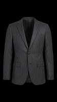 Dark gray pinstripe men's suit jacket isolated on transparent background, ready for fashion clipart, t-shirt design, print on demand, and sublimation projects.