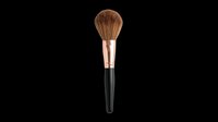 Makeup brush with natural bristles and black handle isolated on transparent background, ready for beauty, cosmetics, and design projects including t-shirts, clipart, and print-on-demand products.