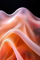 Smooth flowing curves in orange and pink create abstract waves with soft gradients and gentle undulations against dark background, suitable for modern design projects.