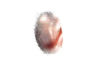 Bloody fingerprint on white background, forensic evidence pattern showing unique ridge detail and red blood stains for crime scene investigation and security design.