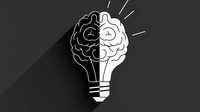 Split brain lightbulb concept with left dark creative side and right bright logical side, symbolizing innovation and problem-solving for business and education.