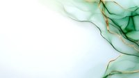 Elegant mint green and gold watercolor marble effect with flowing translucent layers and delicate veining creates luxurious abstract background pattern.