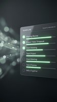 Digital task management interface displaying daily workflow progress with completed and pending items marked by checkboxes and green progress bars for productivity tracking.