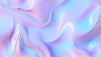 Soft holographic waves in pastel pink, purple and turquoise create dreamy abstract background with smooth fluid texture and iridescent pearl effect.