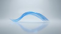 Smooth blue wave flowing across neutral surface with reflection, isolated on white background for design and branding applications.