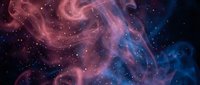 Cosmic nebula with swirling pink and blue gas clouds scattered with bright stars creating ethereal space atmosphere for astronomy and science fiction projects.