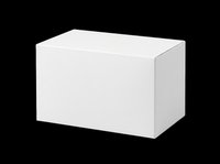 Blank white rectangular box isolated on transparent background, ready for packaging design, branding mockups, product presentations, t-shirt printing, and print-on-demand applications.