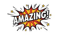 Comic book style explosion burst with amazing text and radiating lines on white background for graphic design and promotional materials.