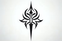 Black tribal sword design with symmetrical wing-like elements on white background, isolated graphic element for tattoo art and creative projects.