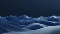 Minimalist abstract landscape with smooth flowing curves in deep blue tones creates serene waves and hills pattern, suitable for modern interior design and backgrounds.
