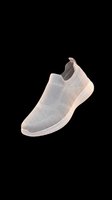 Beige slip-on sneaker with breathable knit mesh upper and cushioned sole, isolated on transparent background. Ready for t-shirt design, clipart, stickers, and print-on-demand products.