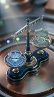 Digital scales of justice with glowing circuit patterns balancing technology and law concepts for legal tech innovation and cyber law applications.