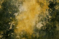 Abstract grunge texture with golden yellow and olive green paint splatters on weathered surface for vintage design projects and artistic backgrounds.