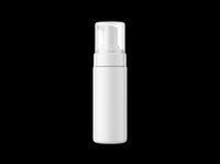 White foam pump dispenser bottle isolated on transparent background, ready for cosmetic branding, packaging mockups, beauty product design, stickers, and print on demand.
