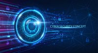 Digital eye with glowing blue circuits and network connections representing cybersecurity technology and data protection systems for modern business solutions.
