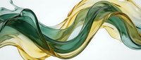 Flowing abstract waves in emerald green and golden yellow tones create a dynamic, elegant design. Isolated on white background, ready for graphic design, web, print, and branding applications.