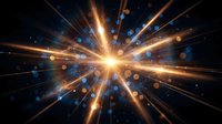 Radiant golden light burst with dynamic rays and glowing particles creating explosive energy effect on dark background for motion graphics and presentations.