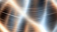Metallic copper and silver abstract background with intersecting light streaks and dynamic flowing lines creating modern technological pattern.