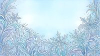 Ornamental floral frame with swirling botanical leaves and decorative flourishes in soft blue and purple tones on light background. Suitable for invitations, cards, and design projects.