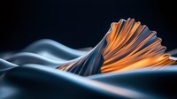 Abstract orange and blue wave formation with dynamic flowing lines and curves creating dramatic contrast against dark background for modern design projects.