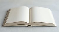 Open blank book with empty pages on white background isolated for education, reading, writing, literature, publishing, and design projects.