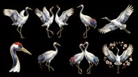 Elegant wading birds collection isolated on transparent background. Features cranes and herons in various poses, ready for t-shirt designs, clipart, stickers, sublimation, and print-on-demand projects.
