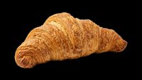 Golden croissant isolated on transparent background, ready for bakery designs, food packaging, menu graphics, t-shirt prints, stickers, and print-on-demand products.
