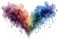 Watercolor heart with rainbow gradient colors and paint drips isolated on white background for romantic designs and artistic projects.