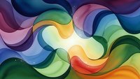Vibrant rainbow gradient waves flowing in dynamic curves with smooth color transitions creating an energetic abstract composition for modern design projects.