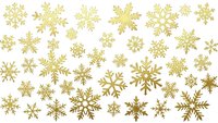 Golden snowflakes collection isolated on transparent background for winter holiday designs, Christmas decorations and festive seasonal projects.
