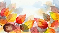 Watercolor autumn leaves in vibrant red, orange and yellow colors creating decorative border frame on white background for seasonal design projects.