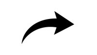 Black curved arrow pointing right on white background isolated for graphic design and presentation use.