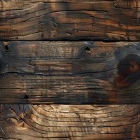 Dark rustic wooden planks with burnt and weathered texture, perfect for background design in interior, packaging, or web projects. Natural aged timber surface shows deep grain patterns.