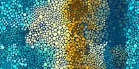 Abstract mosaic pattern with colorful dots in blue, teal, yellow and white creating dynamic flowing design for modern backgrounds and creative projects.